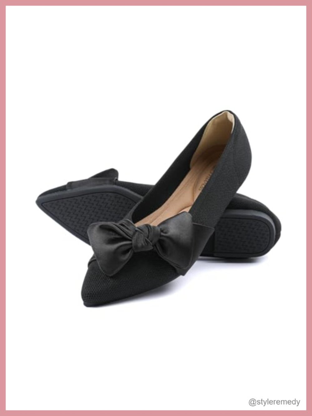 Women's Pointed Toe Ballet Flats with Bow | Mesh Memory Foam Slip-On - Picture 1 of 6